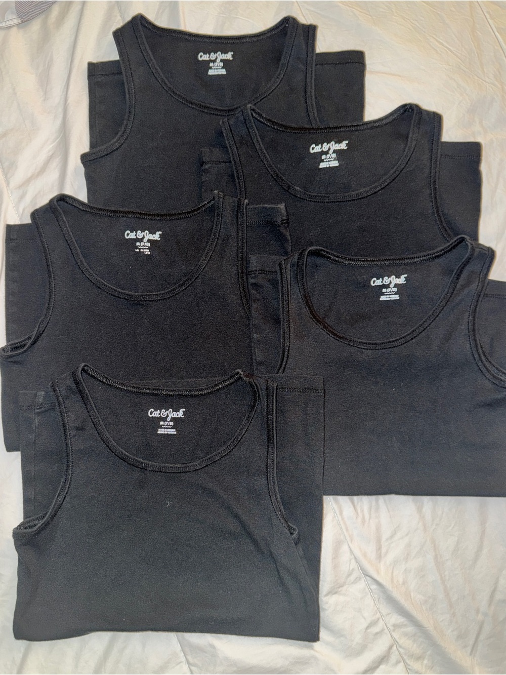 5 Black Tank Tops Medium Size 7/8
